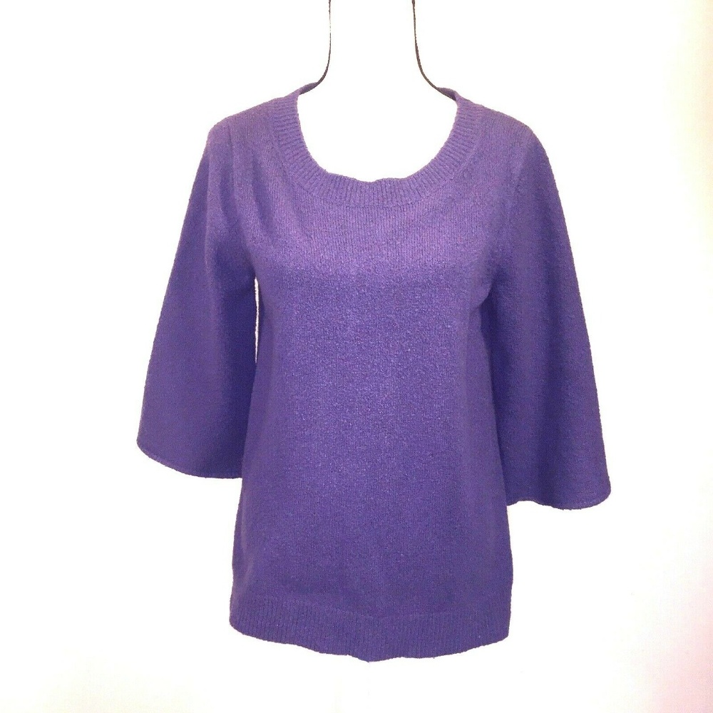 3/25 Gap Sweater L Purple Ribbon Tie Keyhole Wool